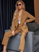 Charger l&#39;image dans la galerie, Love God. Store Women Suit Sets Single Breasted Blazer Seam Detail Tailored Pants price
