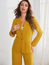 Charger l&#39;image dans la galerie, Love God. Store Women Suit Sets Solid Button Front Blazer Tailored Pants price
