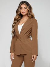 Charger l&#39;image dans la galerie, Love God. Store Women Suit Sets SXY Belted Open Front Blazer Carrot Pants price
