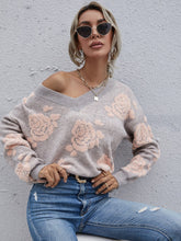 Charger l&#39;image dans la galerie, Love God. Store Women Sweaters Floral Pattern Batwing Sleeve Sweater price
