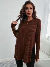 Lade das Bild in den Galerie-Viewer, Love God. Store Women Sweaters Solid Ribbed Knit Split Hem Sweater price
