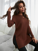 Lade das Bild in den Galerie-Viewer, Love God. Store Women Sweaters Solid Ribbed Knit Split Hem Sweater price
