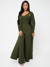 Charger l&#39;image dans la galerie, Love God. Store Women Two-piece Outfits Army Green / XS Open Front Rib knit Coat Pants Set With Camisole price
