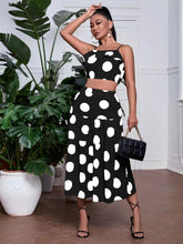 Charger l&#39;image dans la galerie, Love God. Store Women Two-piece Outfits Black and White / S Polka Dot Ruffle Trim Cami Top Skirt price
