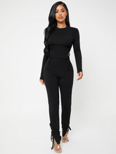 Charger l&#39;image dans la galerie, Love God. Store Women Two-piece Outfits Black / S Knot Side Tee Drawstring Ruched Pants Set price
