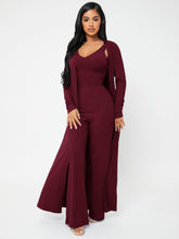 Charger l&#39;image dans la galerie, Love God. Store Women Two-piece Outfits Burgundy / XS Open Front Rib knit Coat Pants Set With Camisole price
