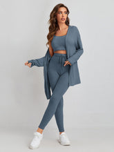 Lade das Bild in den Galerie-Viewer, Love God. Store Women Two-piece Outfits Dusty Blue / XS Waffle Knit Tank Top And Leggings Set With Coat price
