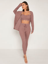 Lade das Bild in den Galerie-Viewer, Love God. Store Women Two-piece Outfits Dusty Pink-2 / XS Waffle Knit Tank Top And Leggings Set With Coat price
