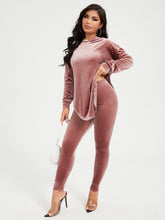 Charger l&#39;image dans la galerie, Love God. Store Women Two-piece Outfits Dusty Pink / XS Velvet Drop Shoulder Hoodie Pants Set price
