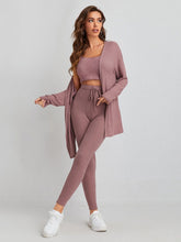 Lade das Bild in den Galerie-Viewer, Love God. Store Women Two-piece Outfits Dusty Pink / XS Waffle Knit Tank Top And Leggings Set With Coat price
