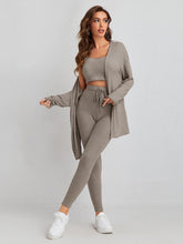 Lade das Bild in den Galerie-Viewer, Love God. Store Women Two-piece Outfits Grey / XS Waffle Knit Tank Top And Leggings Set With Coat price
