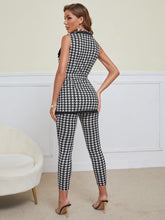 Charger l&#39;image dans la galerie, Love God. Store Women Two-piece Outfits Houndstooth Print Belted Vest Leggings price
