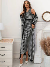 Lade das Bild in den Galerie-Viewer, Love God. Store Women Two-piece Outfits Houndstooth Slit Back Bodycon Dress Patched Pocket Belted Coat price
