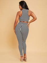 Charger l&#39;image dans la galerie, Love God. Store Women Two-piece Outfits Houndstooth Tank Crop Top Skinny Pants Set price
