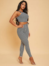 Charger l&#39;image dans la galerie, Love God. Store Women Two-piece Outfits Houndstooth Tank Crop Top Skinny Pants Set price
