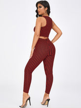 Charger l&#39;image dans la galerie, Love God. Store Women Two-piece Outfits Houndstooth Tank Crop Top Skinny Pants Set price
