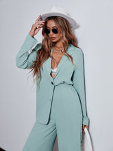 Charger l&#39;image dans la galerie, Love God. Store Women Two-piece Outfits Lapel Collar Button Through Blouse Split Pants price
