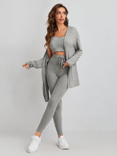 Lade das Bild in den Galerie-Viewer, Love God. Store Women Two-piece Outfits Light Grey / XS Waffle Knit Tank Top And Leggings Set With Coat price
