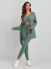 Lade das Bild in den Galerie-Viewer, Love God. Store Women Two-piece Outfits Mint Green / XS Waffle Knit Tank Top And Leggings Set With Coat price
