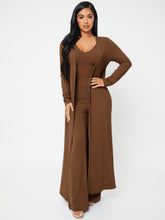 Charger l&#39;image dans la galerie, Love God. Store Women Two-piece Outfits Open Front Rib knit Coat Pants Set With Camisole price
