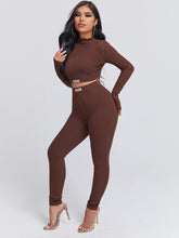 Lade das Bild in den Galerie-Viewer, Love God. Store Women Two-piece Outfits SXY Mock Neck Slogan Graphic Crop Top Leggings Set price
