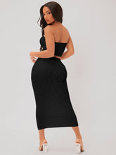 Charger l&#39;image dans la galerie, Love God. Store Women Two-piece Outfits SXY Textured Crop Tube Top Pencil Skirt Set price
