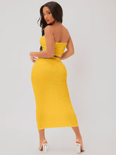 Charger l&#39;image dans la galerie, Love God. Store Women Two-piece Outfits SXY Textured Crop Tube Top Pencil Skirt Set price
