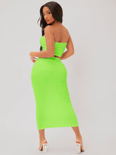 Charger l&#39;image dans la galerie, Love God. Store Women Two-piece Outfits SXY Textured Crop Tube Top Pencil Skirt Set price
