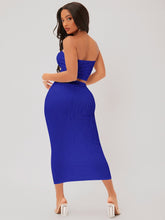 Charger l&#39;image dans la galerie, Love God. Store Women Two-piece Outfits SXY Textured Crop Tube Top Pencil Skirt Set price
