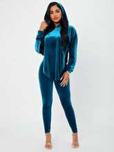 Charger l&#39;image dans la galerie, Love God. Store Women Two-piece Outfits Teal Blue / XS Velvet Drop Shoulder Hoodie Pants Set price
