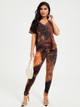 Charger l&#39;image dans la galerie, Love God. Store Women Two-piece Outfits Tie Dye Drop Shoulder Top Leggings Set price
