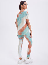 Charger l&#39;image dans la galerie, Love God. Store Women Two-piece Outfits Tie Dye Drop Shoulder Top Leggings Set price
