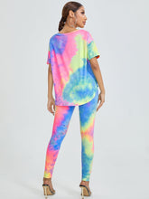 Charger l&#39;image dans la galerie, Love God. Store Women Two-piece Outfits Tie Dye Drop Shoulder Top Leggings Set price
