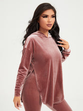 Charger l&#39;image dans la galerie, Love God. Store Women Two-piece Outfits Velvet Drop Shoulder Hoodie Pants Set price
