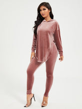 Charger l&#39;image dans la galerie, Love God. Store Women Two-piece Outfits Velvet Drop Shoulder Hoodie Pants Set price
