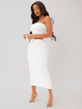 Charger l&#39;image dans la galerie, Love God. Store Women Two-piece Outfits White / XS SXY Textured Crop Tube Top Pencil Skirt Set price
