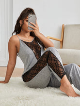 Load image into Gallery viewer, Love God. Store XL Size Pajama Sets Grey / 1XL XL Contrast Lace Cami PJ Set price
