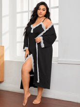 Charger l&#39;image dans la galerie, Love God. Store XL Size Robes &amp; Robe Sets XL Lace Trim Sleep Robe Split Hem Cami Nightdress price
